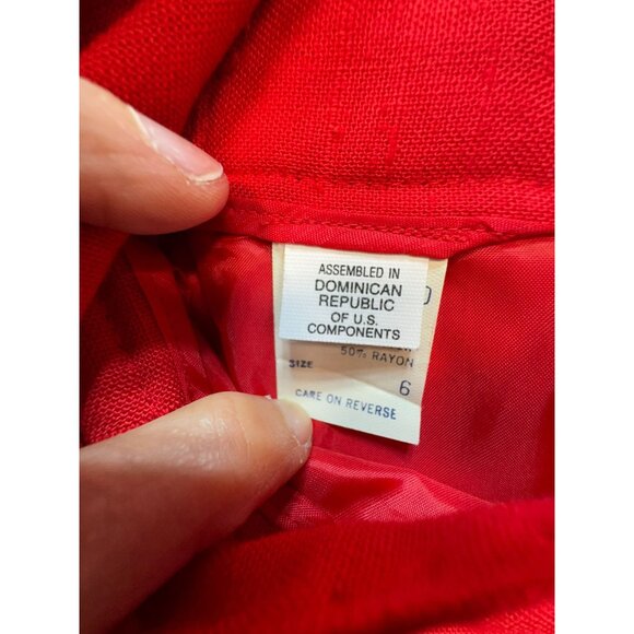 Vintage Park Square Womens Blazer & Pencil Skirt Set Size 6 Red Formal - Picture 6 of 15